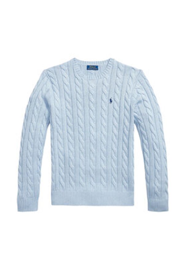 Polo Ralph Lauren Sweter Cable 710775885545 Niebieski jasny Regular Fit. Typ kołnierza: polo. Kolor: niebieski. Materiał: bawełna