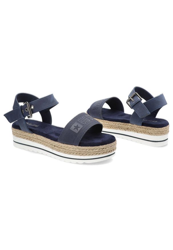 Big-Star - Granatowe Sandały Big Star Wygodne Buty Damskie. Okazja: na spacer. Kolor: niebieski. Materiał: skóra ekologiczna, materiał. Szerokość cholewki: normalna. Styl: boho