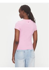Tommy Jeans T-Shirt Script Label DW0DW21402 Różowy Slim Fit. Kolor: różowy. Materiał: bawełna #5