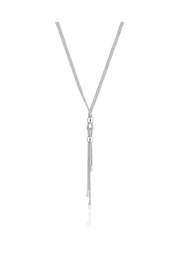 W.KRUK - Naszyjnik srebrny minimalistyczny. Materiał: srebrne. Kolor: srebrny. Wzór: ze splotem, aplikacja