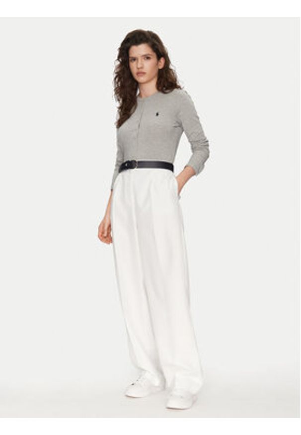 Polo Ralph Lauren Kardigan 211941175001 Szary Slim Fit. Typ kołnierza: polo. Kolor: szary. Materiał: bawełna