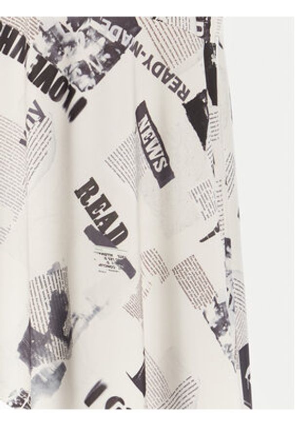 Desigual Spódnica midi Breaking News 25WWFK07 Biały Regular Fit. Kolor: biały. Materiał: syntetyk