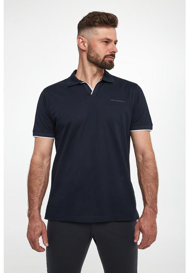 Karl Lagerfeld - Polo męskie z logo KARL LAGERFELD. Typ kołnierza: polo