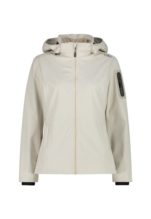 Kurtka damska turystyczna CMP 39A5016. Typ kołnierza: kaptur. Kolor: biały. Materiał: softshell. Sport: turystyka piesza