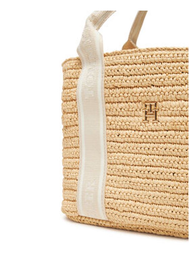 TOMMY HILFIGER - Tommy Hilfiger Torebka Th Spring Logo Mini Tote AW0AW17199 Beżowy. Kolor: beżowy