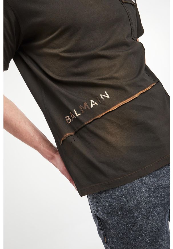 Balmain - T-shirt męski BALMAIN. Materiał: bawełna. Wzór: nadruk