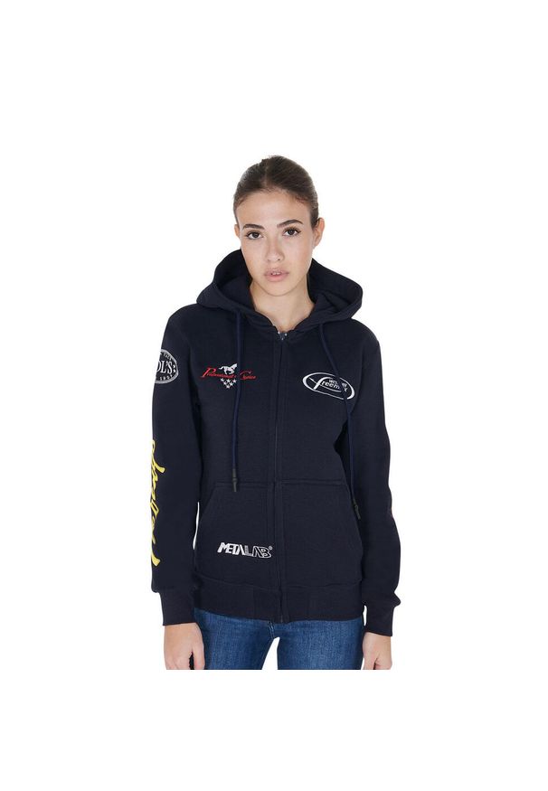 POOL'S - Bluza z kapturem unisex z logo. Typ kołnierza: kaptur. Kolor: niebieski. Materiał: polar, bawełna