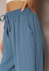 Renee - Niebieskie Spodnie z Troczkiem w Pasie Kiolia. Okazja: na co dzień. Kolor: niebieski. Styl: casual, elegancki #4
