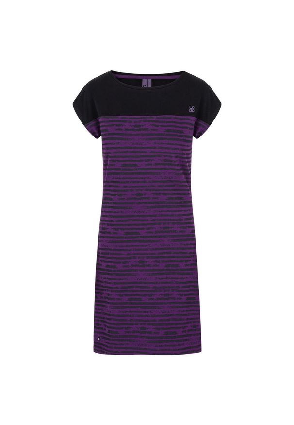 WOMEN'S HEALTH - Sukienka damska Loap Abyss w paski, S, fioletowa. Kolor: szary, czarny, wielokolorowy. Materiał: materiał. Wzór: paski. Typ sukienki: sportowe. Styl: elegancki, sportowy