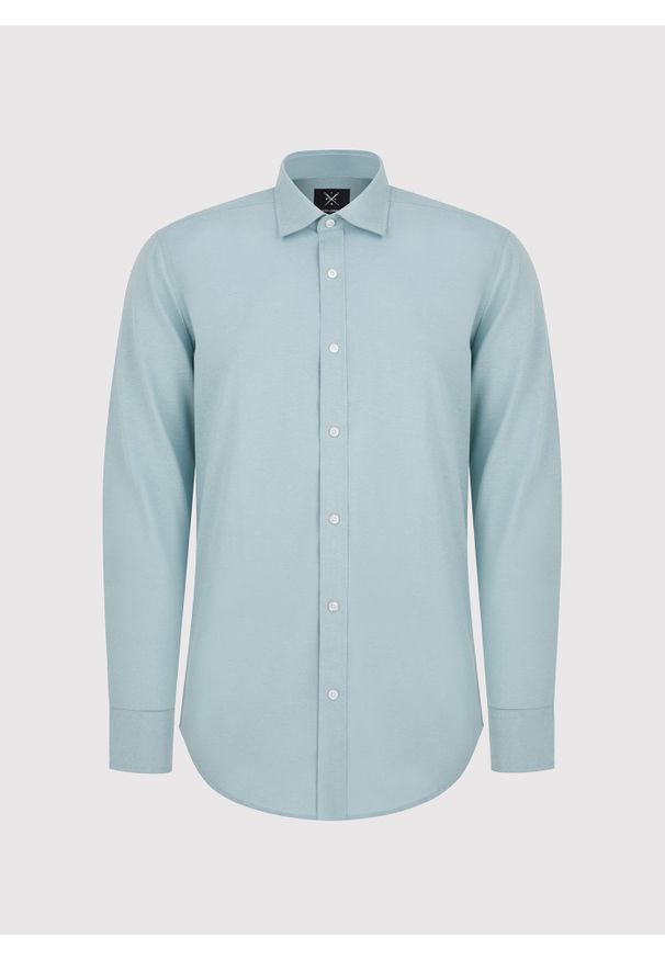 Pako Lorente - PAKO LORENTE – Zielona bawełniana koszula męska. Kolor: zielony, niebieski. Materiał: bawełna. Długość rękawa: długi rękaw. Długość: długie. Wzór: gładki