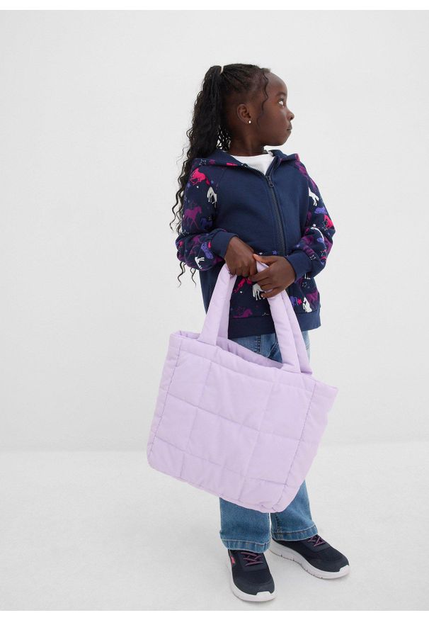 bonprix - Bluza rozpinana dziewczęca. Kolor: niebieski. Wzór: nadruk