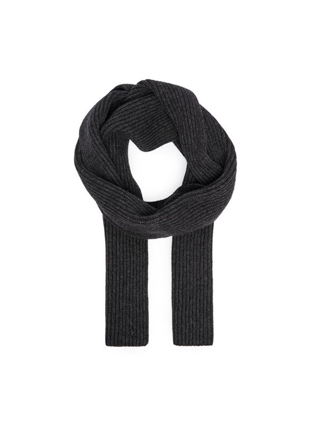 Calvin Klein Szalik Ck Metal Wool Rib Scarf LV04D8056G Szary. Kolor: szary. Materiał: wełna