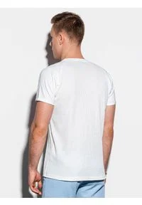 Ombre Clothing - T-shirt męski bez nadruku - biały S1182 - M. Kolor: biały. Materiał: bawełna, tkanina, poliester. Styl: klasyczny #3
