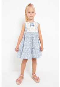 Mayoral sukienka bawełniana dziecięca kolor granatowy mini prosta. Okazja: na co dzień. Kolor: niebieski. Materiał: bawełna. Wzór: haft. Typ sukienki: proste. Styl: casual. Długość: mini #2