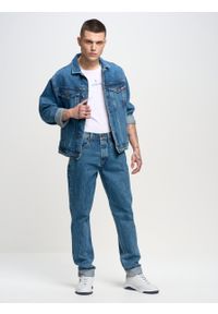 Big-Star - Spodnie jeans męskie z linii Authentic 400. Stan: podwyższony. Kolor: niebieski. Wzór: aplikacja, kratka. Sezon: lato. Styl: vintage, klasyczny #8