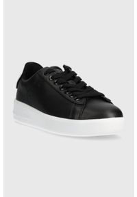 Guess sneakersy REYHAN kolor czarny FL7RYH ELE12. Kolor: czarny. Materiał: skóra, guma. Obcas: na platformie #3