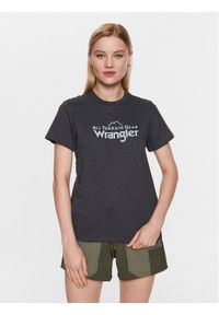 Wrangler T-Shirt Logo Tee WC5FGEB00 112326375 Szary Regular Fit. Kolor: szary. Materiał: bawełna, syntetyk