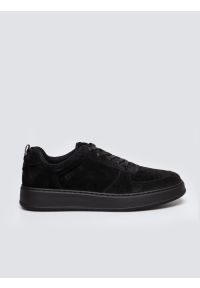Big-Star - Sneakersy męskie ze skóry naturalnej zamszowej czarne OO174012 906. Okazja: na co dzień. Nosek buta: okrągły. Kolor: czarny. Materiał: zamsz, skóra