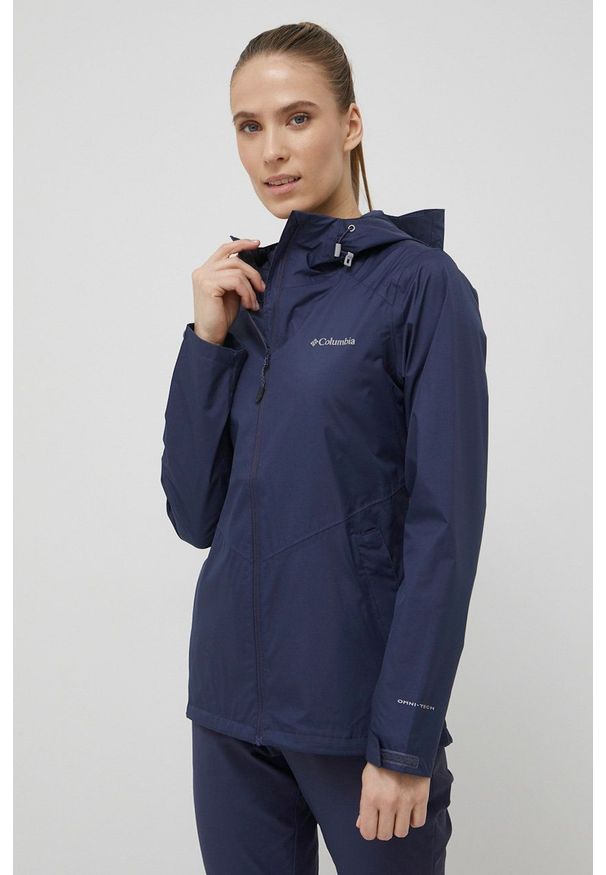 columbia - Columbia kurtka outdoorowa Inner Limits II kolor granatowy przejściowa. Kolor: niebieski. Materiał: materiał. Długość: długie