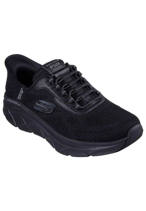 skechers - Buty sportowe Sneakersy męskie, Slip-ins: D'Lux Walker 2.0 - Rezinate. Kolor: czarny. Materiał: poliester, materiał. Sport: turystyka piesza