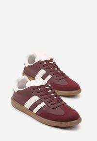 Born2be - Bordowe Płaskie Sneakersy Ozdobione Paskami Glaria. Nosek buta: okrągły. Zapięcie: pasek. Kolor: czerwony. Wzór: aplikacja. Obcas: na obcasie. Wysokość obcasa: niski #5