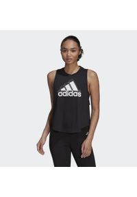 Adidas - Damski graficzny logo crop top adidas Aeroready Racerback. Kolor: czarny, biały, wielokolorowy. Sport: fitness