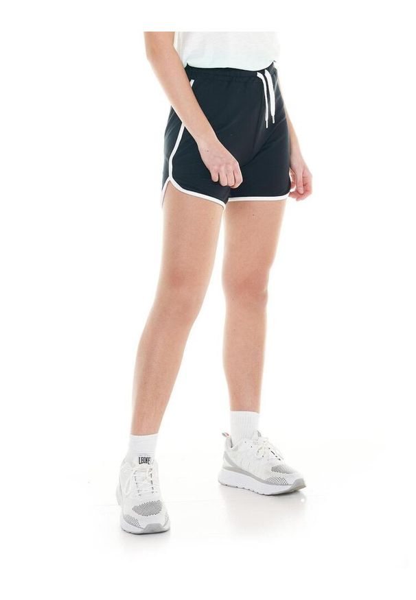LEONE 1947 APPAREL - Czarno-białe spodenki damskie. Kolor: czarny. Materiał: tkanina. Sport: fitness