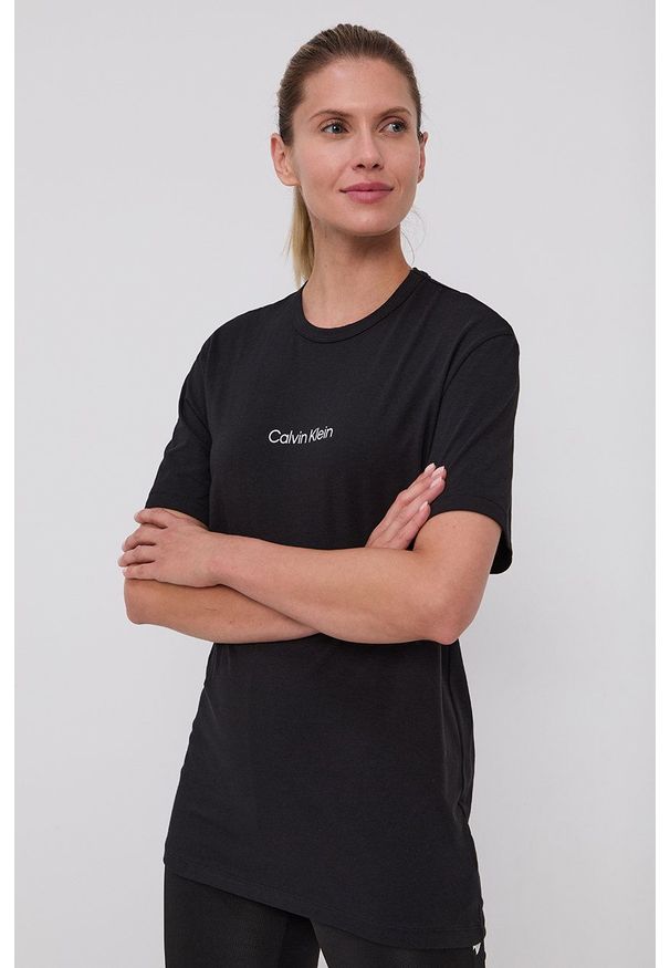 Calvin Klein Underwear T-shirt piżamowy kolor czarny. Kolor: czarny. Materiał: poliester, dzianina. Długość: krótkie. Wzór: nadruk