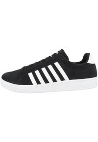 Buty do chodzenia męskie K-Swiss Court Tiebreak Sde. Zapięcie: sznurówki. Kolor: czarny. Materiał: zamsz, materiał, skóra. Szerokość cholewki: normalna. Sport: turystyka piesza