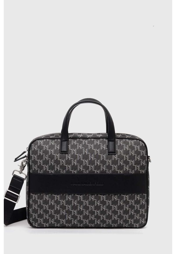 Karl Lagerfeld torba na laptopa kolor czarny. Kolor: czarny. Materiał: poliester