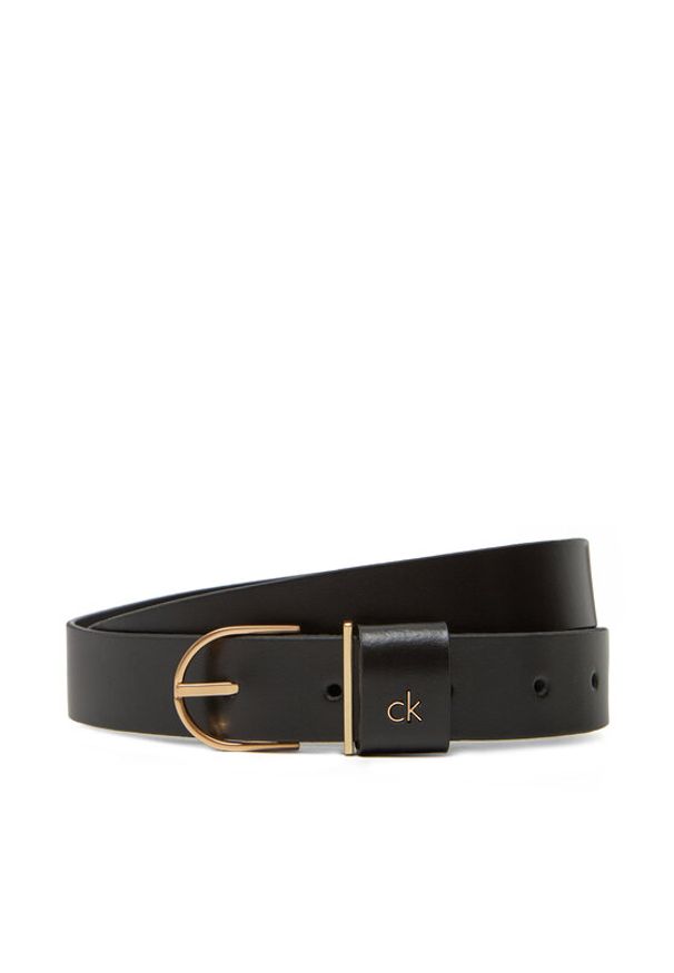 Calvin Klein Pasek Damski Ck Metal Loop Round Buckle 25Mm LV04F7039G Czarny. Kolor: czarny. Materiał: skóra