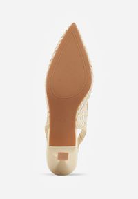 Born2be - Żółte Ażurowe Czółenka z Plecionki na Szpilce z Odkrytą Piętą Akisishia. Okazja: na co dzień. Kolor: żółty. Materiał: len. Wzór: ażurowy. Obcas: na szpilce. Styl: boho, casual, elegancki #9