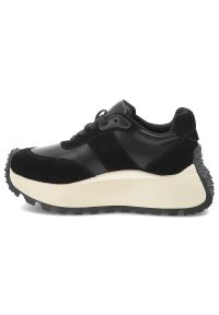 Czarne Modne Sneakersy Filippo Stylowe Obuwie Na Platformie. Okazja: na co dzień, na spacer. Zapięcie: sznurówki. Kolor: czarny. Materiał: zamsz, skóra. Szerokość cholewki: normalna. Obcas: na platformie. Styl: elegancki #3