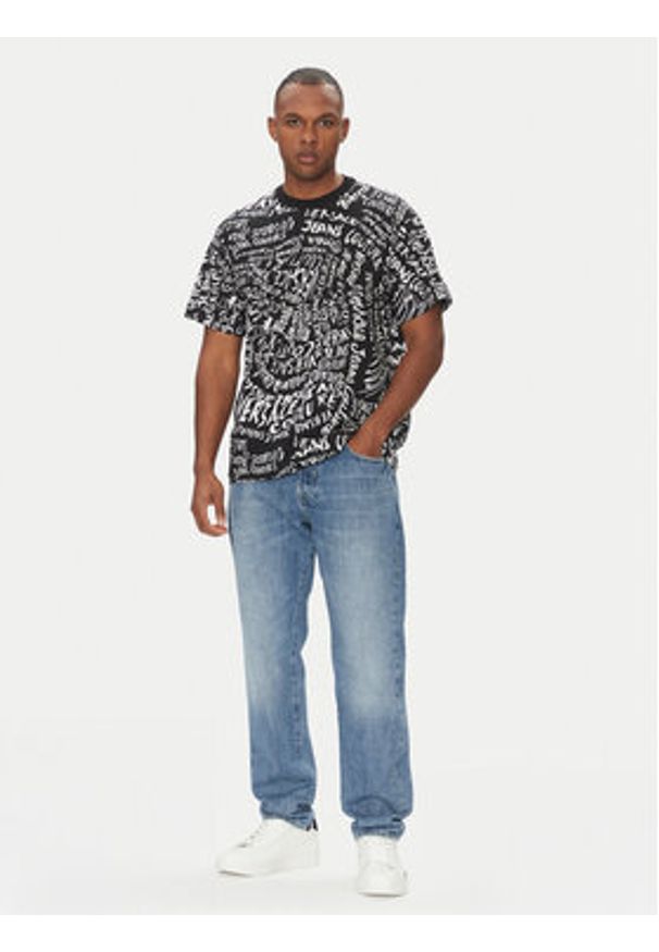 Versace Jeans Couture T-Shirt 78GAH6R0 Czarny Regular Fit. Kolor: czarny. Materiał: bawełna
