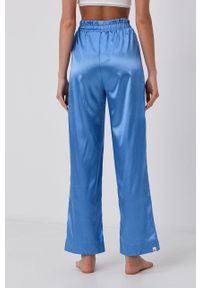PLNY LALA - Spodnie piżamowe. Kolor: niebieski. Materiał: satyna, materiał. Wzór: ze splotem #4
