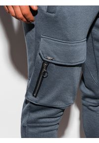 Ombre Clothing - Spodnie męskie dresowe joggery P905 - grafitowe - XXL. Kolor: szary. Materiał: dresówka