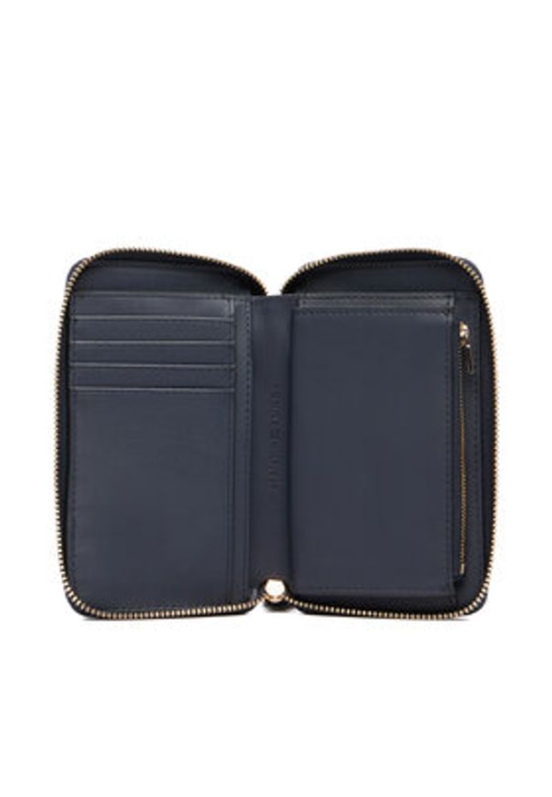 TOMMY HILFIGER - Tommy Hilfiger Portfel Th Logotape Compact Zip Around AW0AW18699 Granatowy. Kolor: niebieski. Materiał: skóra