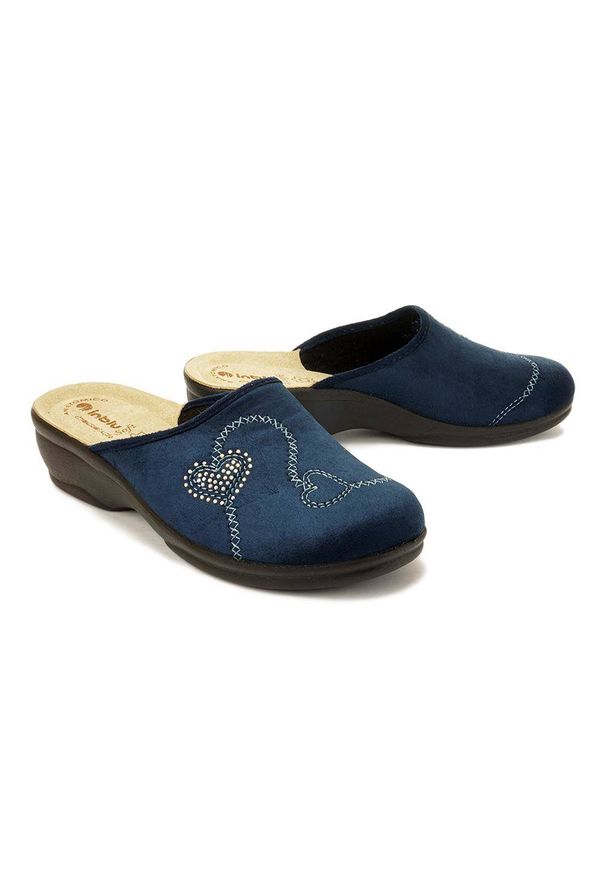 Niebieskie kapcie Inblu z cholewką