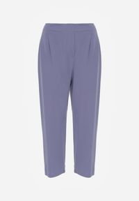 Born2be - Niebieskie Spodnie z Eleganckimi Zakładkami i Nogawkami o Długości 3/4 Dorasea. Okazja: do pracy, na co dzień. Kolekcja: plus size. Kolor: niebieski. Styl: elegancki #8