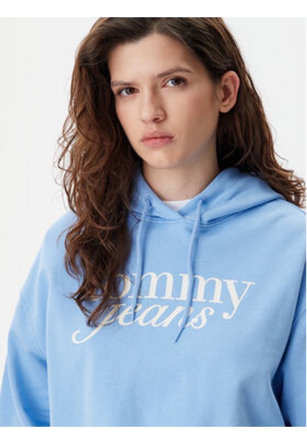Tommy Jeans Bluza Script DW0DW20306 Niebieski Relaxed Fit. Kolor: niebieski. Materiał: bawełna