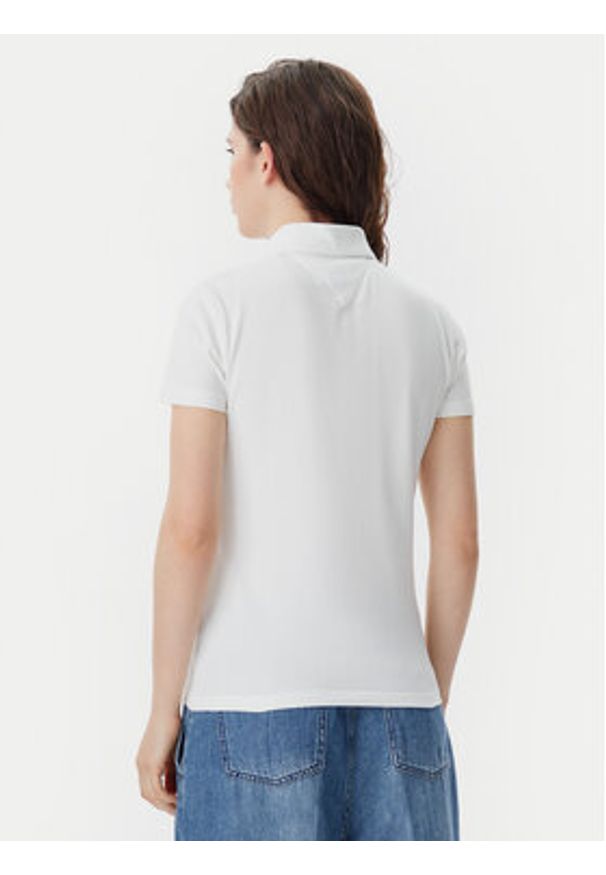Tommy Jeans Polo Essential DW0DW20160 Biały Slim Fit. Typ kołnierza: polo. Kolor: biały. Materiał: bawełna