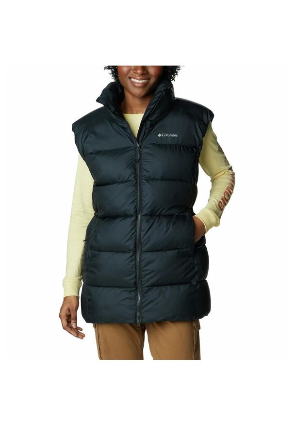 columbia - Bezrękawnik Puchowy Damski Columbia Puffect Mid Vest. Kolor: czarny. Materiał: puch. Długość rękawa: bez rękawów. Sport: turystyka piesza