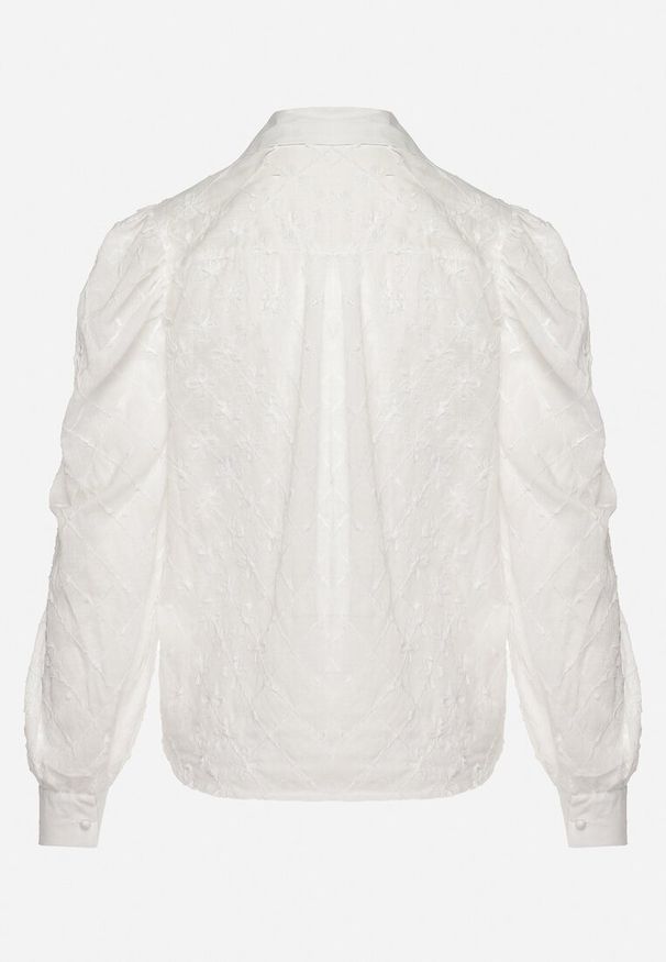 Born2be - Biała Koszula Transparentna z Bufkami na Rękawach Oslia. Kolor: biały