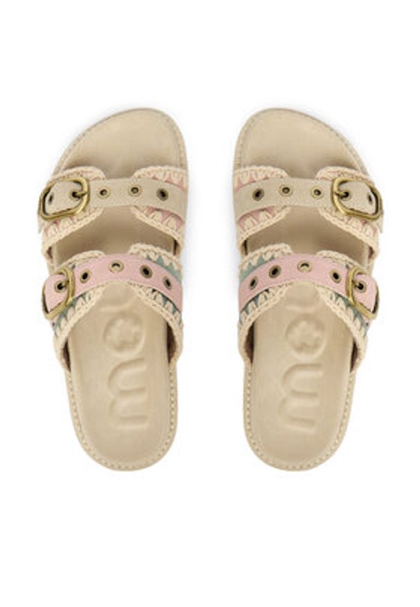 Mou Klapki MU.SW461023A Kolorowy. Materiał: skóra, zamsz. Wzór: kolorowy