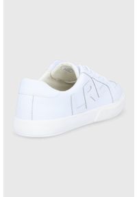 Lauren Ralph Lauren Buty skórzane kolor biały na płaskiej podeszwie. Nosek buta: okrągły. Zapięcie: sznurówki. Kolor: biały. Materiał: skóra. Obcas: na płaskiej podeszwie