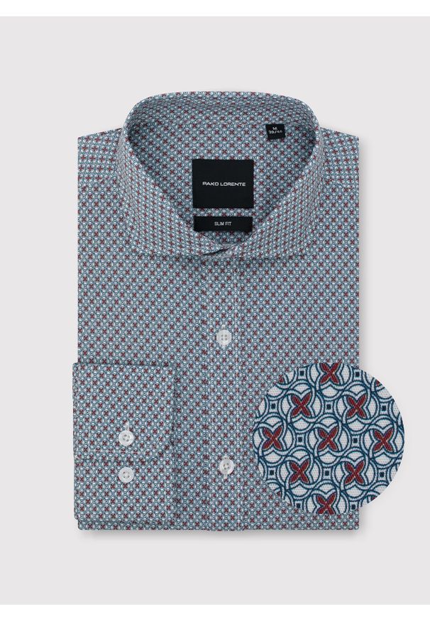 Pako Lorente - PAKO LORENTE - Koszula męska we wzór geometryczny. Materiał: bawełna, elastan. Długość rękawa: długi rękaw. Długość: długie. Wzór: geometria