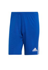 Adidas - Spodenki piłkarskie męskie adidas Squadra 21 Short. Kolor: wielokolorowy, biały, niebieski. Materiał: poliester. Sport: piłka nożna