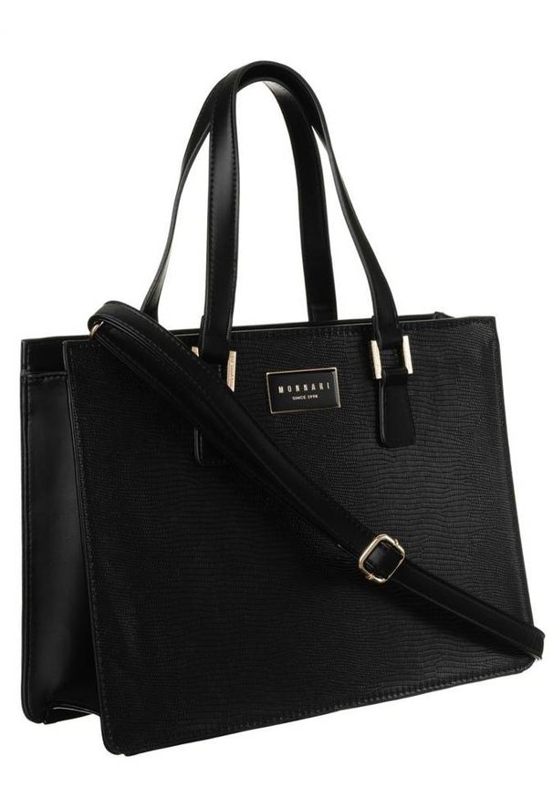 Shopper damski czarny Monnari BAG1970-020. Kolor: czarny. Wzór: aplikacja. Materiał: skórzane