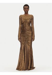NORMA KAMALI Sukienka wieczorowa ST4243SQE38151 Złoty Slim Fit. Kolor: złoty. Materiał: syntetyk. Styl: wizytowy