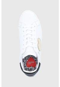 Love Moschino buty kolor biały na płaskim obcasie. Nosek buta: okrągły. Zapięcie: sznurówki. Kolor: biały. Materiał: guma. Obcas: na obcasie. Wysokość obcasa: niski #2